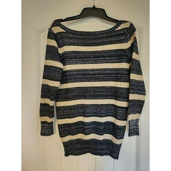 Sparkly Long Women's Striped Sweater - Picture 2 of 4